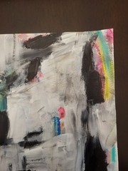 Elvi Original art on paper 9×12 acrylic signed original painting modern white