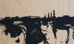 No.676 Original Abstract Minimal Landscape Painting On Cradled Pine By K.ADavis