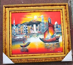 HONG KONG SHIP CITY HARBOR VIEW HAND PAINTED 24″CANVAS OIL PAINTING ART GIFT 438
