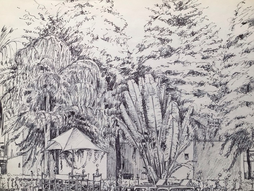 Vintage Painting India Modern Art Realism Ink J Arnold Martin Delhi Oberoi
