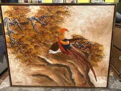 Stunning Oversized Original Signed Painting Artist Lee Reynolds Birds Landscape