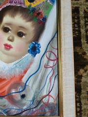 VTG MCM S Reno Parisian Clown Circus Doll Child Sad Eyes Bubbles Painting 8×10″