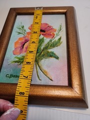 Original oil painting Flowers artwork Signed Framed With Easel 7×5
