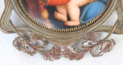 Antique Porcelain Plaque Madonna of the Chair after Raphael Firenze Dated 1912