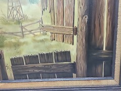 Original Oil Painting Colorado Barn Vintage Framed 24×18 Lois Schlegel 60s