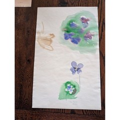 Vtg Still Life Watercolor 10×16 Flower Lilie Signed Teri Banas Minimalist Moody