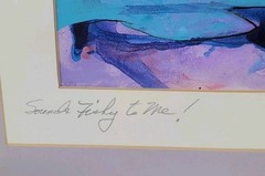 Billie Hutt Artwork Framed Fish Colorful „Sounds Fishy To Me!“ 1992