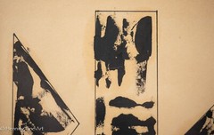 Vintage Abstract Painting after Sandu Darie Black Acrylic on Paper, Signed