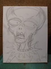 AN UPSET ALIEN new 8×10 oil painting original art outer space Wow signed Crowell
