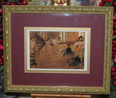 VINTAGE FRAMED SMALL ART GALLERY EDGAR DEGAS COLOR PRINT „THE REHEARSAL (1877)“