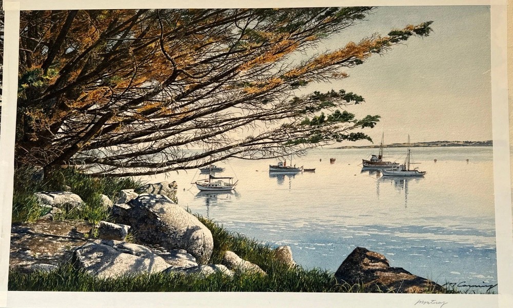 Monterey California Painting Coastal Landscape Merv Corning Listed Vintage