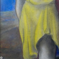Vintage Framed Original Modernist Pastel Painting „Couple in Harmony“ By Valle
