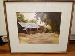 Original Barbara Murdock Oil Painting 70’s Rural Art Wooden Barn Country Living