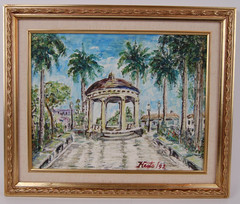 Original Hecto Vidal Oil Painting Glorieta Parque Guanajay Pinar Rio, Cuba 14×11