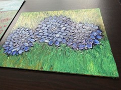 Original Impressionist Blue Hydrangea Flower Acrylic Painting – Unframed Canvas