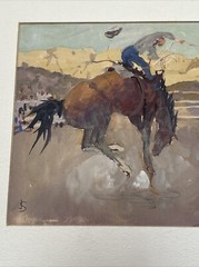 JOSEPH STAHLEY PAINTING AMERICAN REGIONALISM IMPRESSIONISM COWBOY RODEO FAMOUS