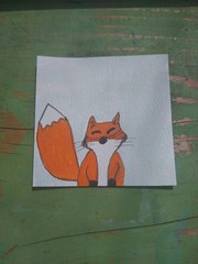 GAT ORIGINAL Impressionism Painting Signed 3×3 Whimsical Animals Fox