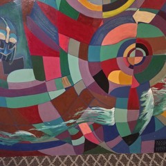 Abstract Painting On Board Mixed Media Geometric Celtic Modern 1994 Large 58×41