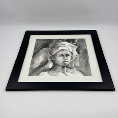 Original Monochrome Watercolor Portrait Framed Contemporary Figurative Painting