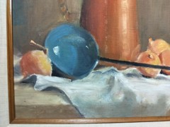 Mary Kraus Oil Painting „Blue Ladle“ – Colorado Listed Artist – 25×21″ Framed