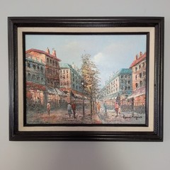 Original Henri Rogers Parisian Street Scene Oil Painting Signed Framed Canvas