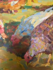 Oil painting Agriculture Birds Ukrainian painter Canvas Unframed Decor original