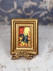 Miniature Framed Knight Painting Acrylic on Board Medieval Horse Art