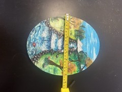 Hand-Painted Oval Landscape. “River Scene autumn days”