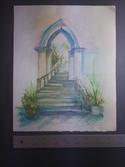 Lisa Kaiser Signed Original Watercolor Painting, Doorway, 8×12