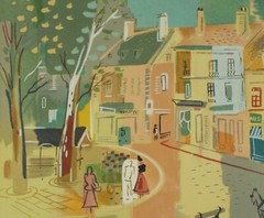 Vintage Gouache Watercolor by Charles Cobelle Paris Street Scene Framed & Signed