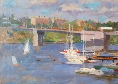 Oil painting City of Nikolaev Ukrainian painter cardboard original cityscape art