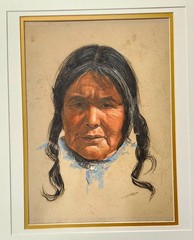 Original Hopi Indian Portrait Gaell Lindstrom (1919-2009) Framed Signed Listed
