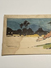 ANTIQUE ART DECO PAINTING ILLUSTRATION JOSEPH KRAEMER LISTED FAMOUS MEN & GUNS