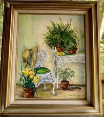 Vintage Original Oil Painting Signed Frances B. Brewer ’75 Southern Parlor Scene