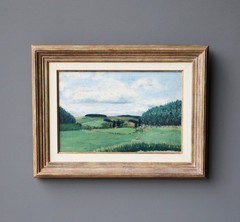 24″ Wide Framed Antique Oil/Canvas Painting of a Belgian Landscape