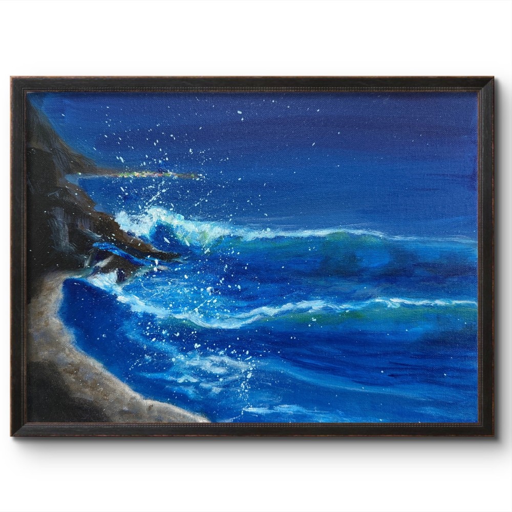 OCEAN WAVES LAGUNA CRYSTAL COVE 14X11 OCEAN LANDSCAPE ORIGINAL ART MODERN HOME