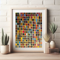 Painting Original Mosaic Abstract Art Matted 11×14 Acrylic Jimarieart