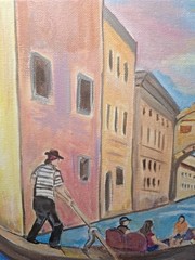 Original Signed 9×12 Venice Canal Bold Acrylic Canvas Impressionist Home Decor