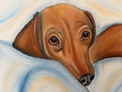 Original oil painting 11 x 14 inches cute dachshund dog