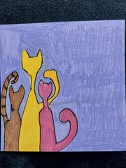 GAT Cats Original Painting ART 4×4 Inch Cottagecore CUTE ANIMALS Signed OOAK Cat