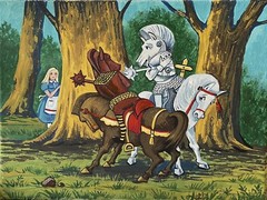 ACEO print of painting RYTA Halloween Alice in Wonderland knights horse fight ❤️