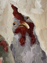 Chickens Oil Original Contemporary Art Painting Animal Wall Decor