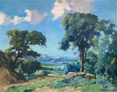 Pieter Rackwitsz -Pasadena -Large California Lake View Landscape 1920s
