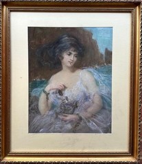 French School(20TH Cen-ry) : The Allegory Of Hope , Pastel On Paper , Framed