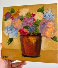 Flowers Original Oil Painting on Canvas Bouquet Impressionism art Signed 8×8