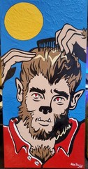 Halloween I Was A Teenage Werewolf, Original 12″ x 24″ Acrylic Painting