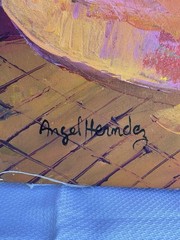 Angel Hernandez Signed Large Abstract Musician Painting on Canvas 59 x 29.5 in