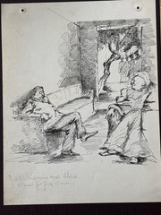 c.1910 Egypt Sheikh cat herder pen & ink sketches illustrations