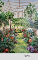 FRAN MAIER American Impressionist 1921- “ Green House“ 39″ 40″