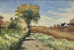 Impressionist Valdemar Hartnack Summer Landscape With Field Path And Farmhouse